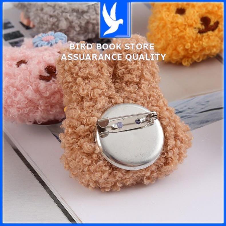 Huy hiệu cài áo- Ghim balo- túi xách mặt gấu bông hoa cúc dễ thương 7cm Bird book Bird book