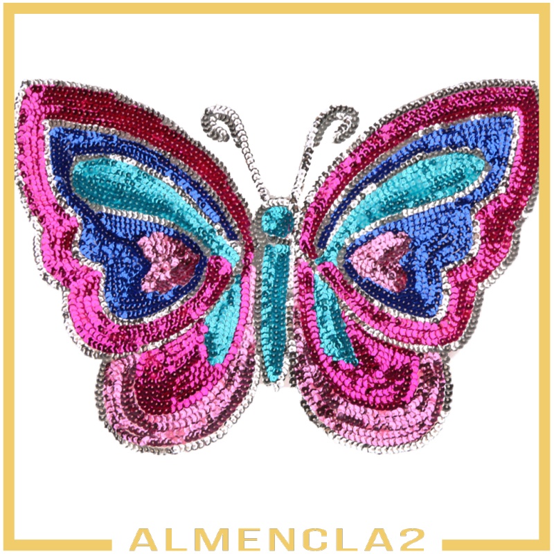 [ALMENCLA2] Butterfly Sequins Applique Patch Fabric Embellishment Sewing on Dress 39cm