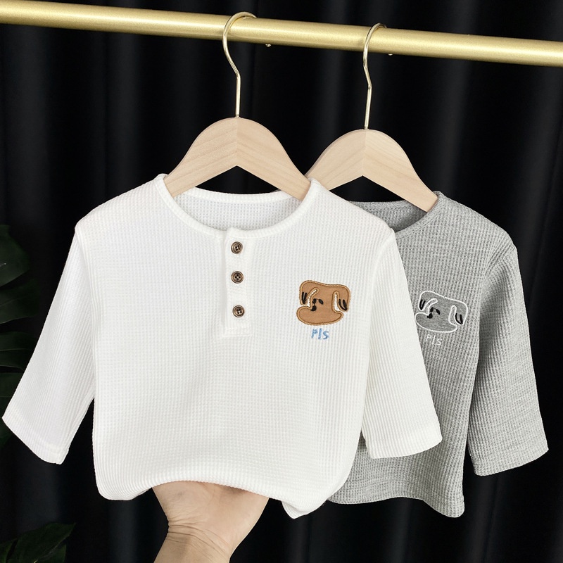 ÁO THUN BÉ TRAI dài tay cotton xốp XUẤT HÀN, bé gái trơn phối hoạ tiết dễ thương,áo phông dài tay