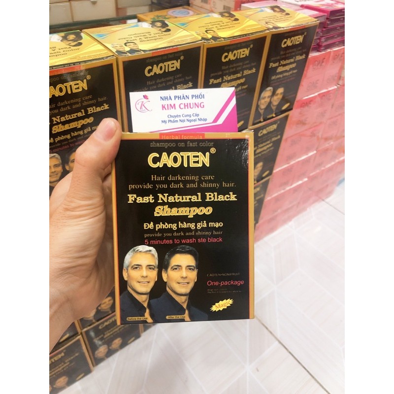 Hộp 10 gói gội đen tóc Caoten Natural Black