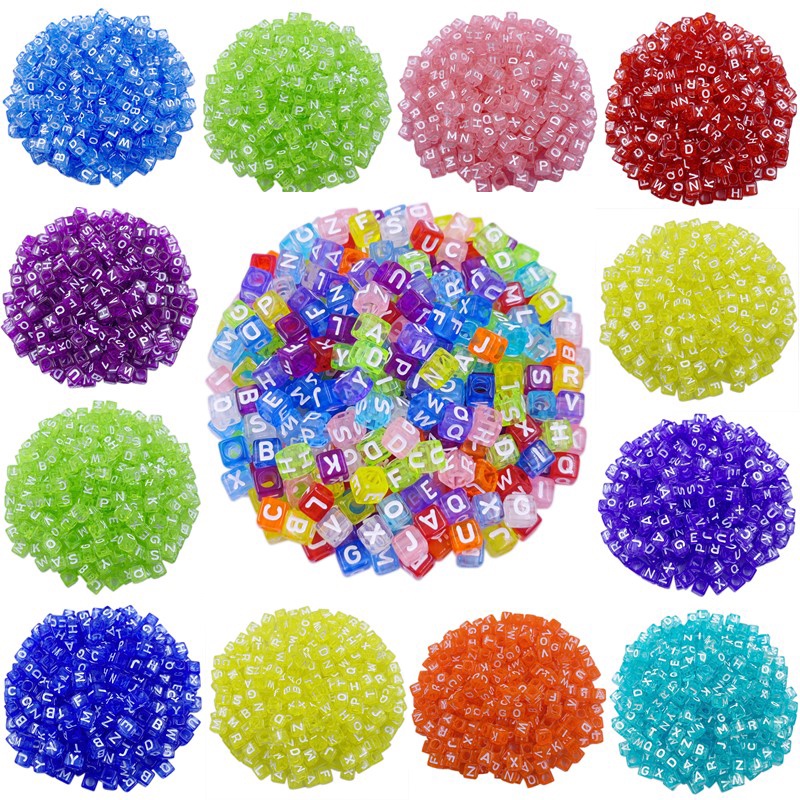 Mới Set 50 Hạt Chữ Squre 6mm Dùng Làm Trang Sức Thủ Công