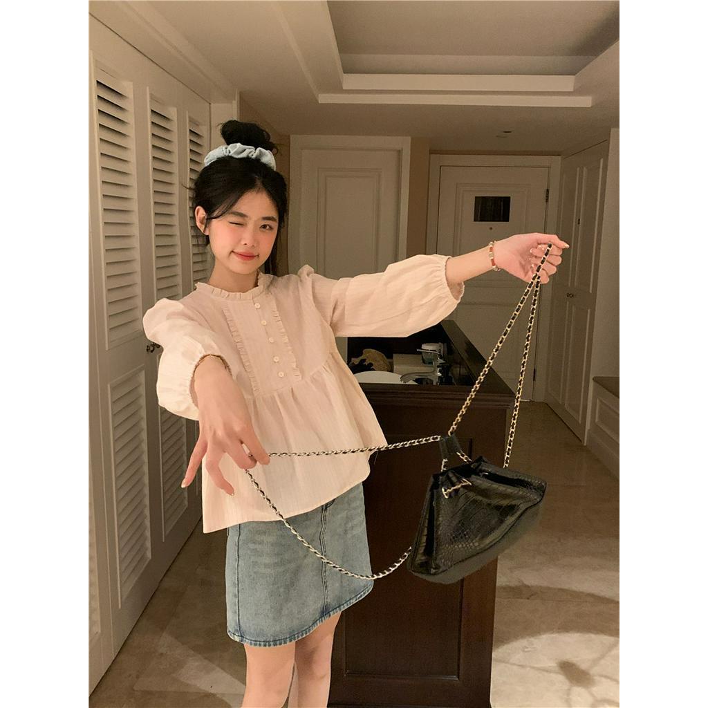 63797 Áo Sơ Mi Dài Tay Ren Ngọt Ngào