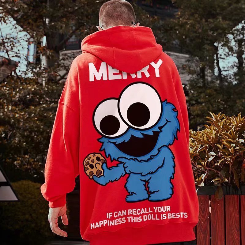 Áo hoodie in họa tiết hoạt hình thiết kế form rộng phong cách Nhật Bản trẻ trung cho nam nữ size M-5XL