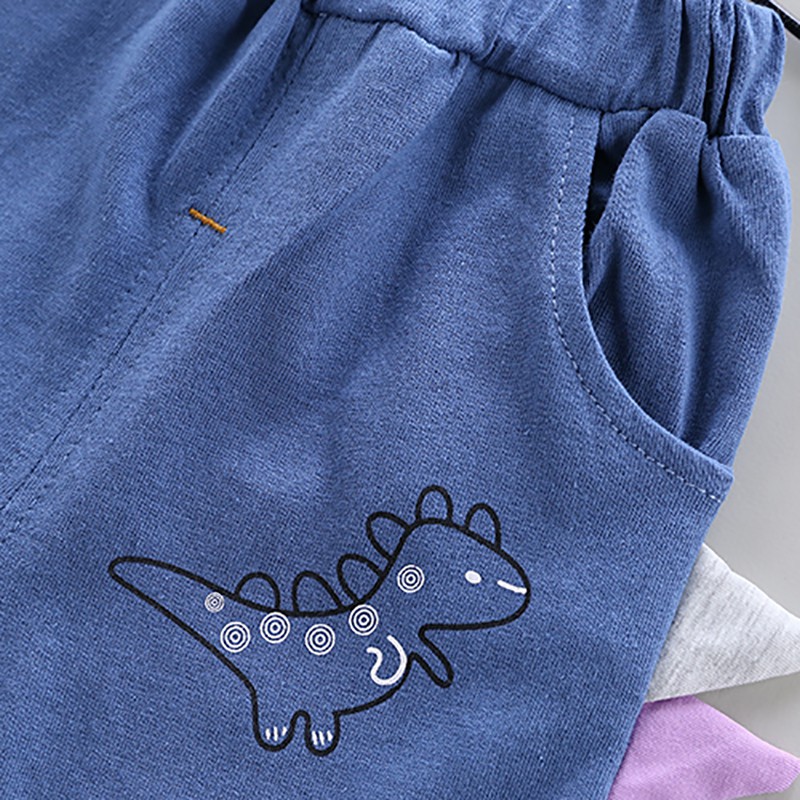 Bộ áo thun tay ngắn in hình khủng long + quần short đáng yêu cho bé trai