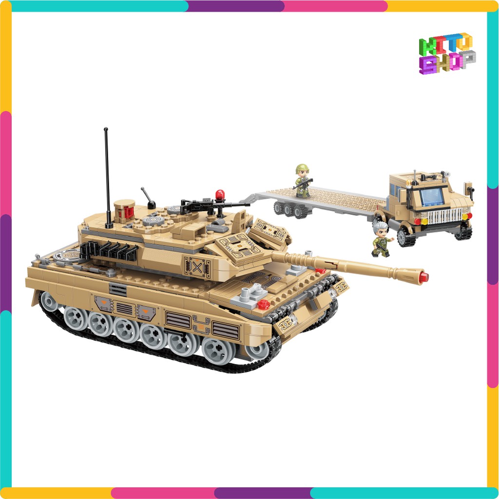 Bộ Đồ Chơi Xếp Hình Thông Minh Qman 22015 Xe Vận Chuyển Xe Tank Sấm Sét 829 Miêng Ghép Cho Trẻ Từ 6 Tuổi