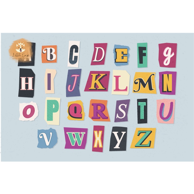 Set 30 hình dán sticker chữ cắt - papercut vintage retro cổ điển nhiều mẫu