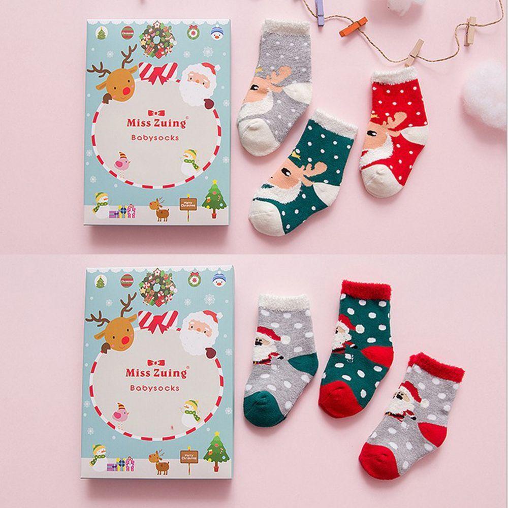 Set 3 Đôi Vớ Họa Tiết Hoạt Hình Giáng Sinh Cho Bé