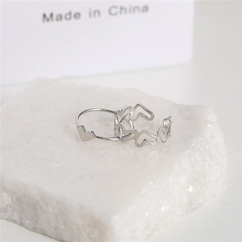 Nhẫn hở hình trái tim đơn giản có thể điều chỉnh kích thước thời trang cho nữ