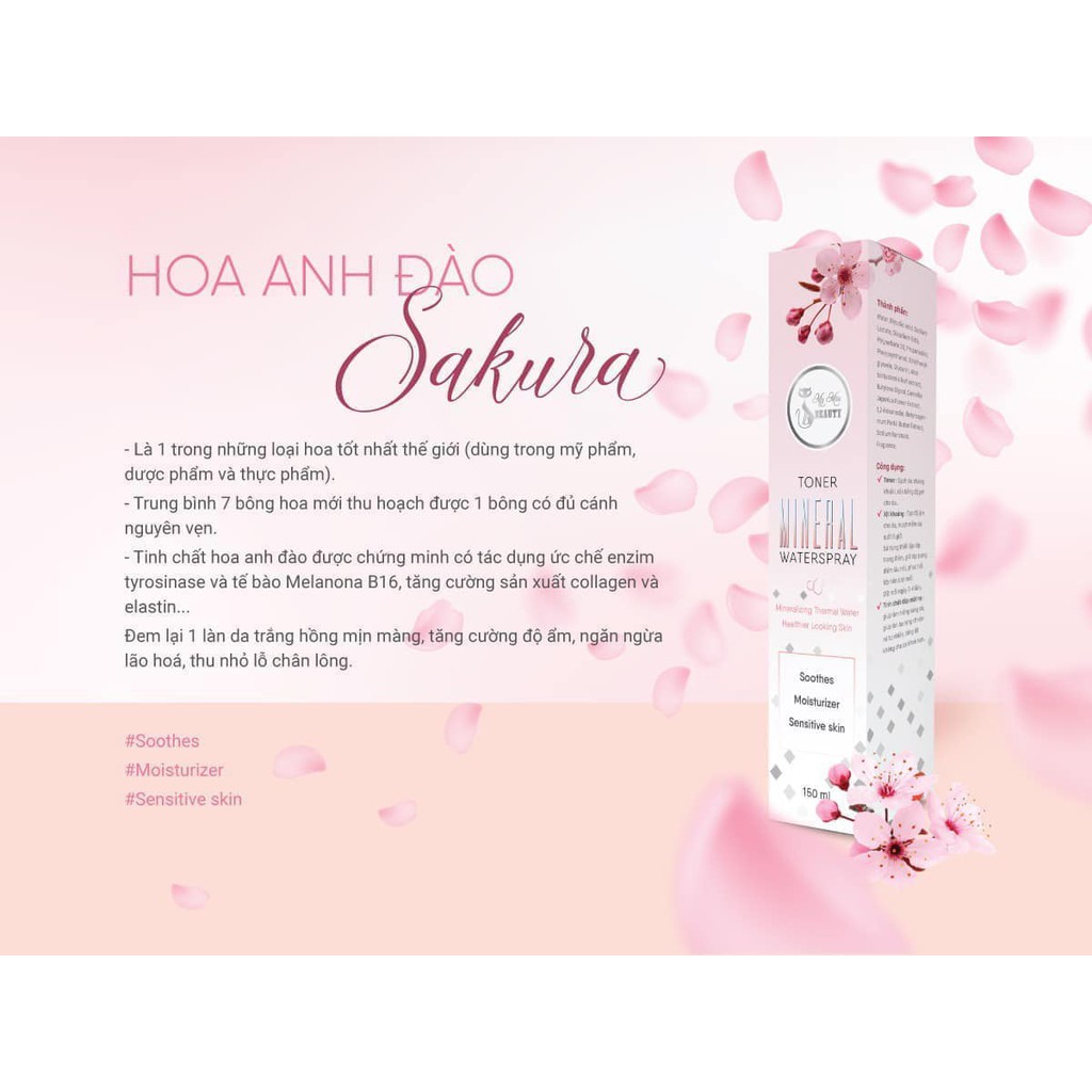 XỊT KHOÁNG KIÊM TONER SAKURA MY MIU ( TẶNG KÈM MASK NÉN)