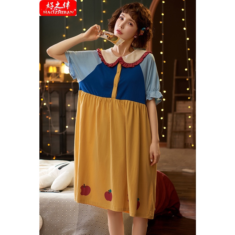 Đầm Ngủ Cotton Tay Ngắn Dáng Dài Kiểu Công Chúa Dễ Thương Cho Nữ | BigBuy360 - bigbuy360.vn
