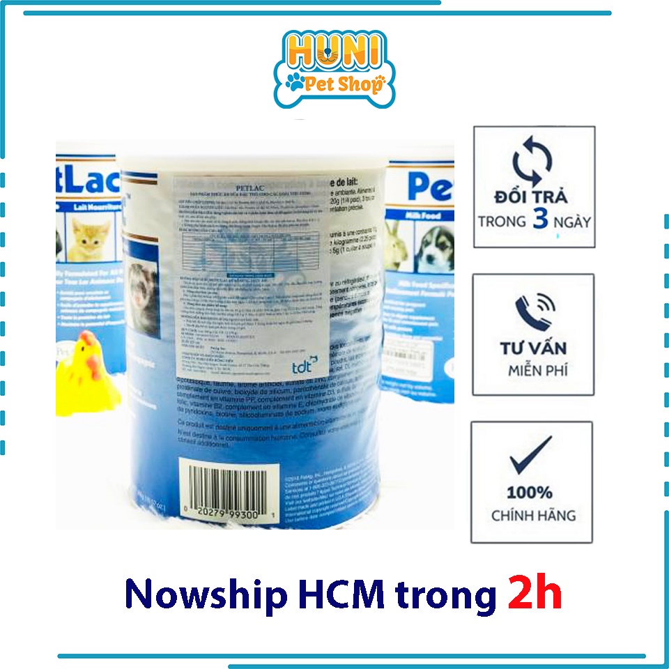 Sữa Bột PetLac, Dành Cho Chó, Mèo Và Các Loại thú cưng hộp 300gr sử dụng cho thú cưng sơ sinh hỗ trợ tiêu hóa - Huni