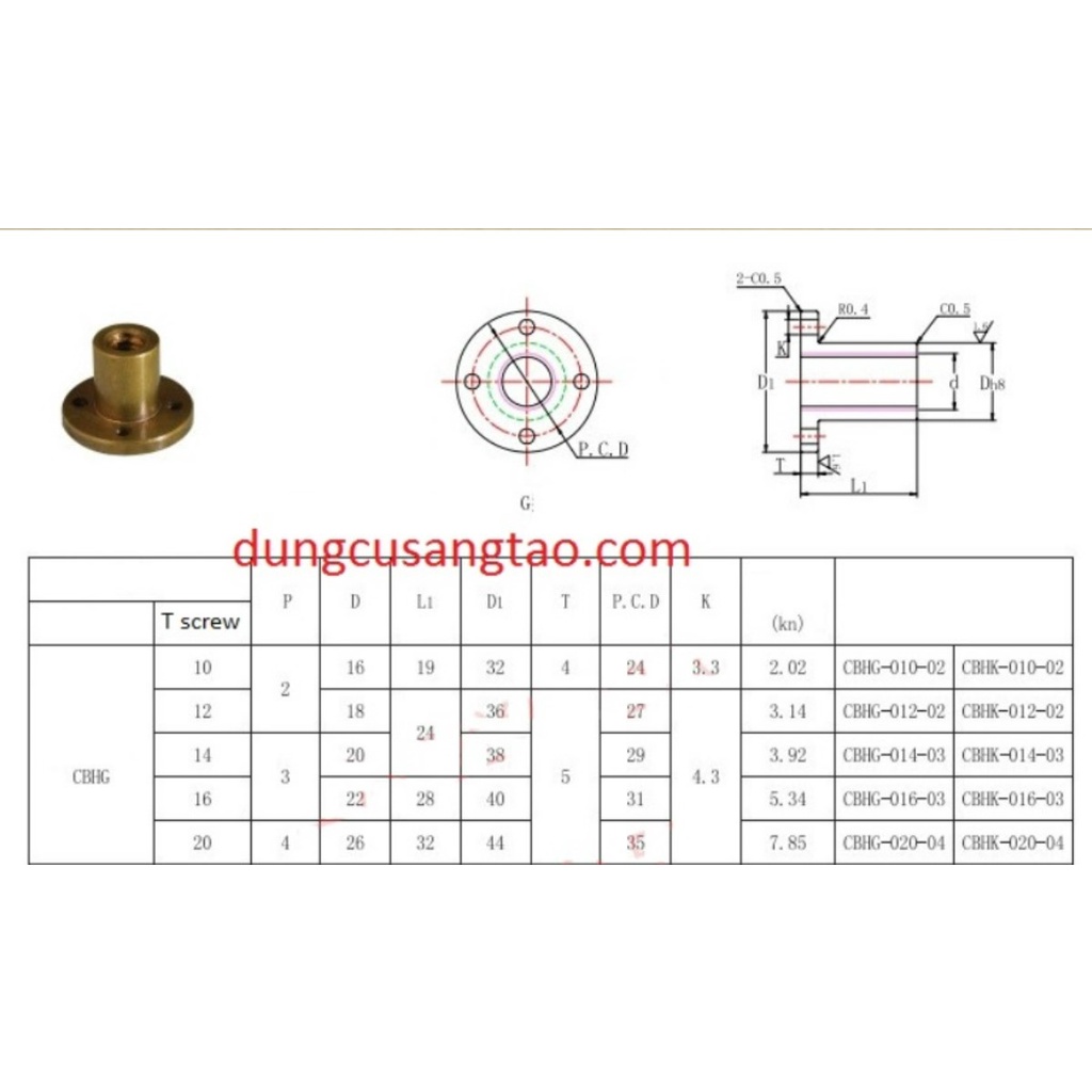 Vít me T screw inox 304 T10 mm dài 0.5m  / Thanh ren inox phi 10mm dài 0.5m kèm đai ốc Nut