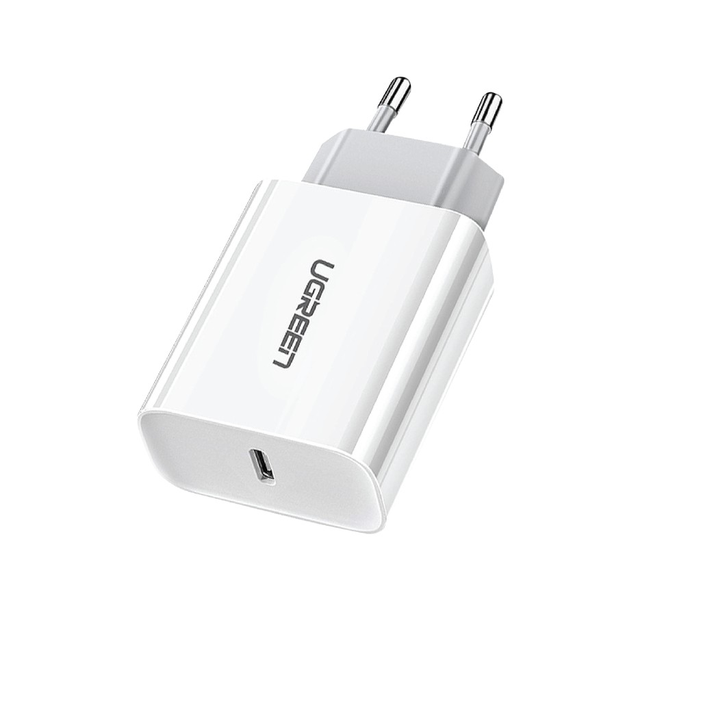 Sạc nhanh  UGREEN CD137 60450 1 cổng USB Type C hỗ trợ PD QC 4.0 3.0 tối đa 18W cho iPhone 12 / Samsung / Xiaomi