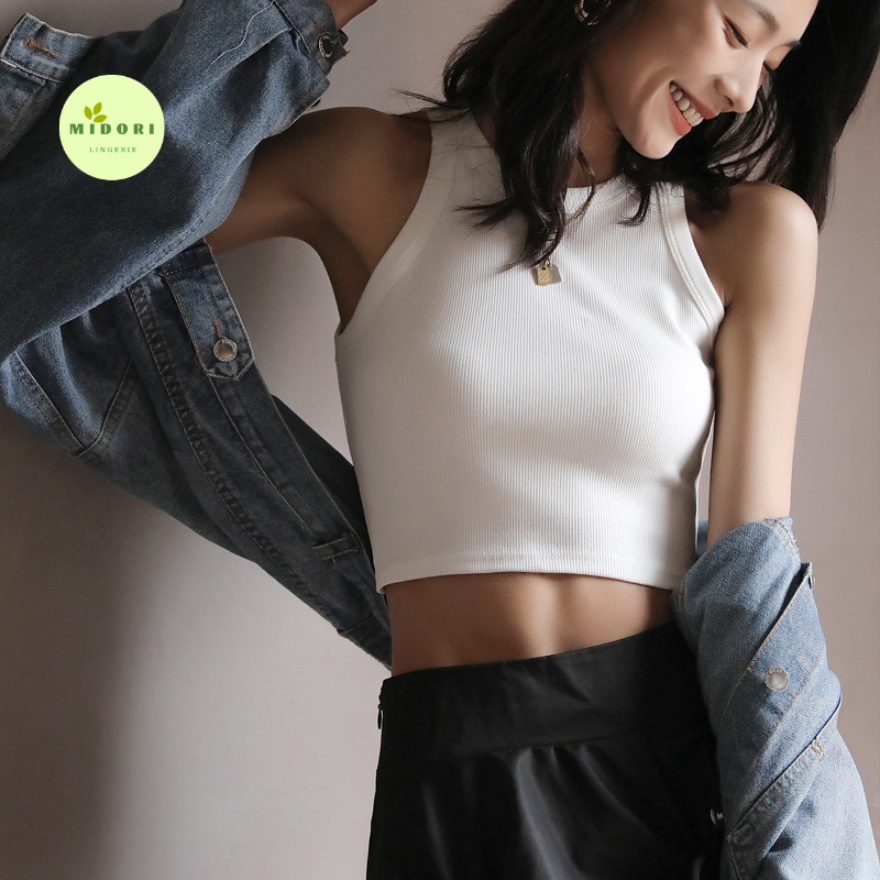 Áo croptop ba lỗ khoét vai,Tank Top Classic màu trơn kiểu ôm body vải Cotton co giãn tốt A22