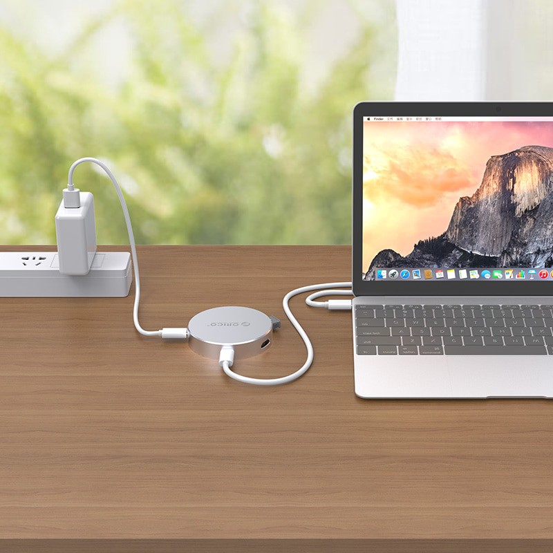 Hub chuyển đổi loại tròn Orico chuyển đổi USB Type C sang VGA Usb PD 3 trong 1 cổng sạc PD USB 3.0