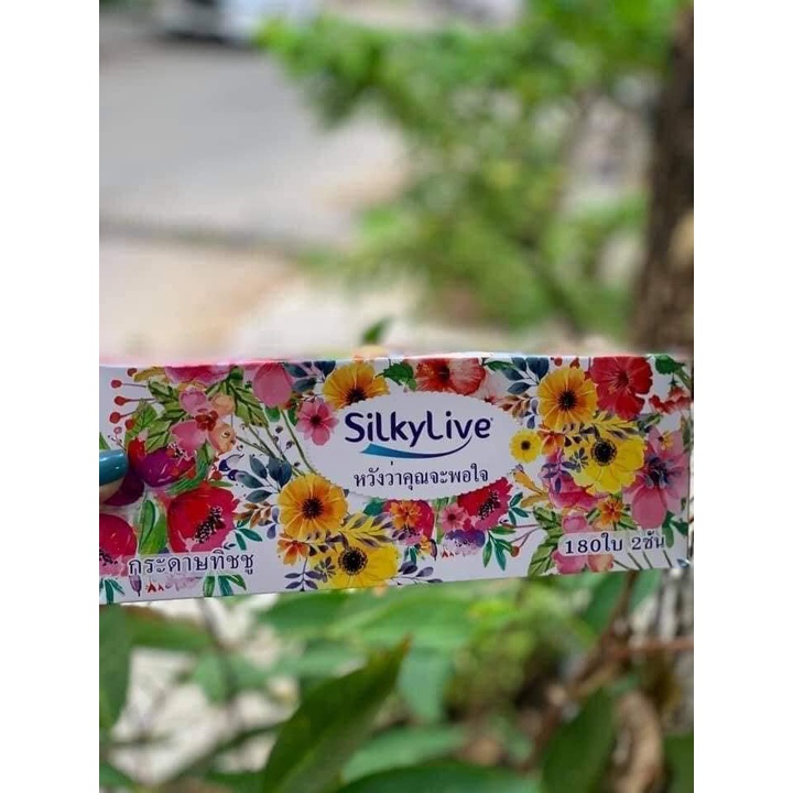 [SALE TẾT] Giấy Ăn Rút Lụa  SILKYLIVE HOA  180 Tờ Chính Hãng Thái Lan