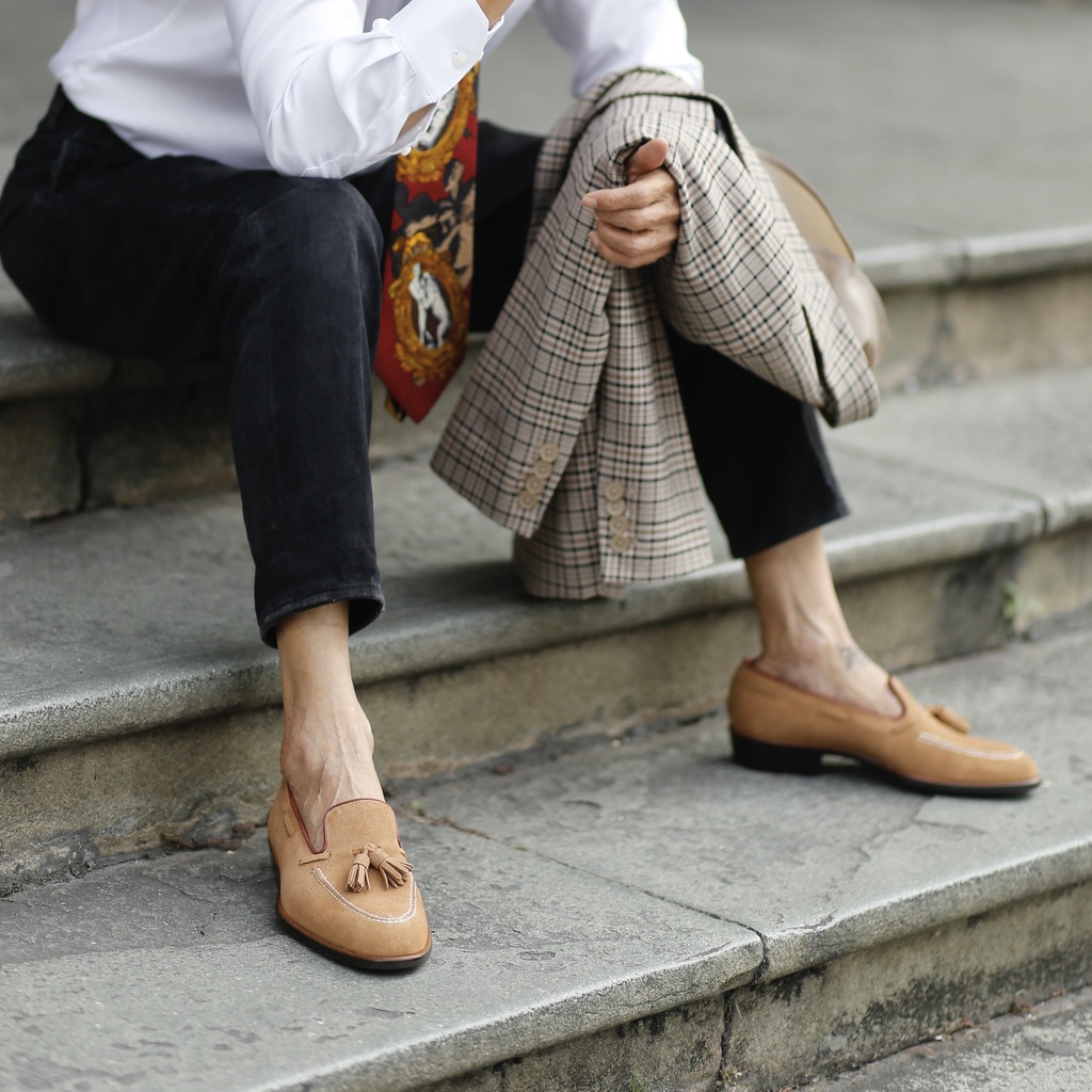 Giày Lười Cổ Thấp Nam Loafer Da Lộn Màu Tan Phong Cách Lịch Lãm - Thương Hiệu Alain Shoemaker