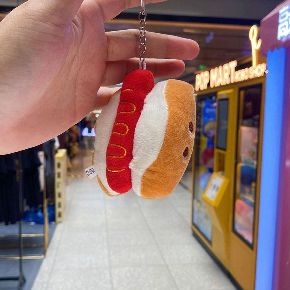 Móc Khóa Hình Bánh Hamburger Nhồi Bông Dễ Thương