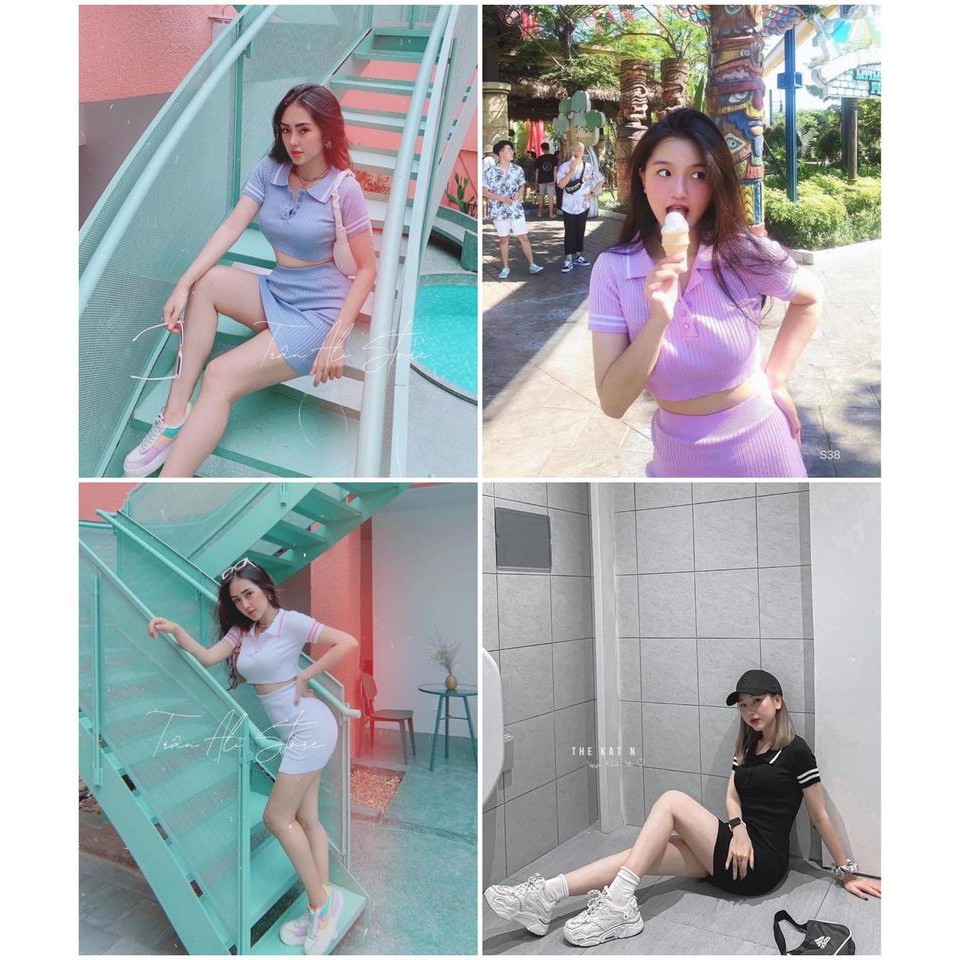 SET ÁO CROOTOP + CHÂN VÁY LEN