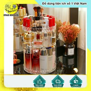 Kệ đựng mỹ phẩm trụ xoay 360 độ cao cấp