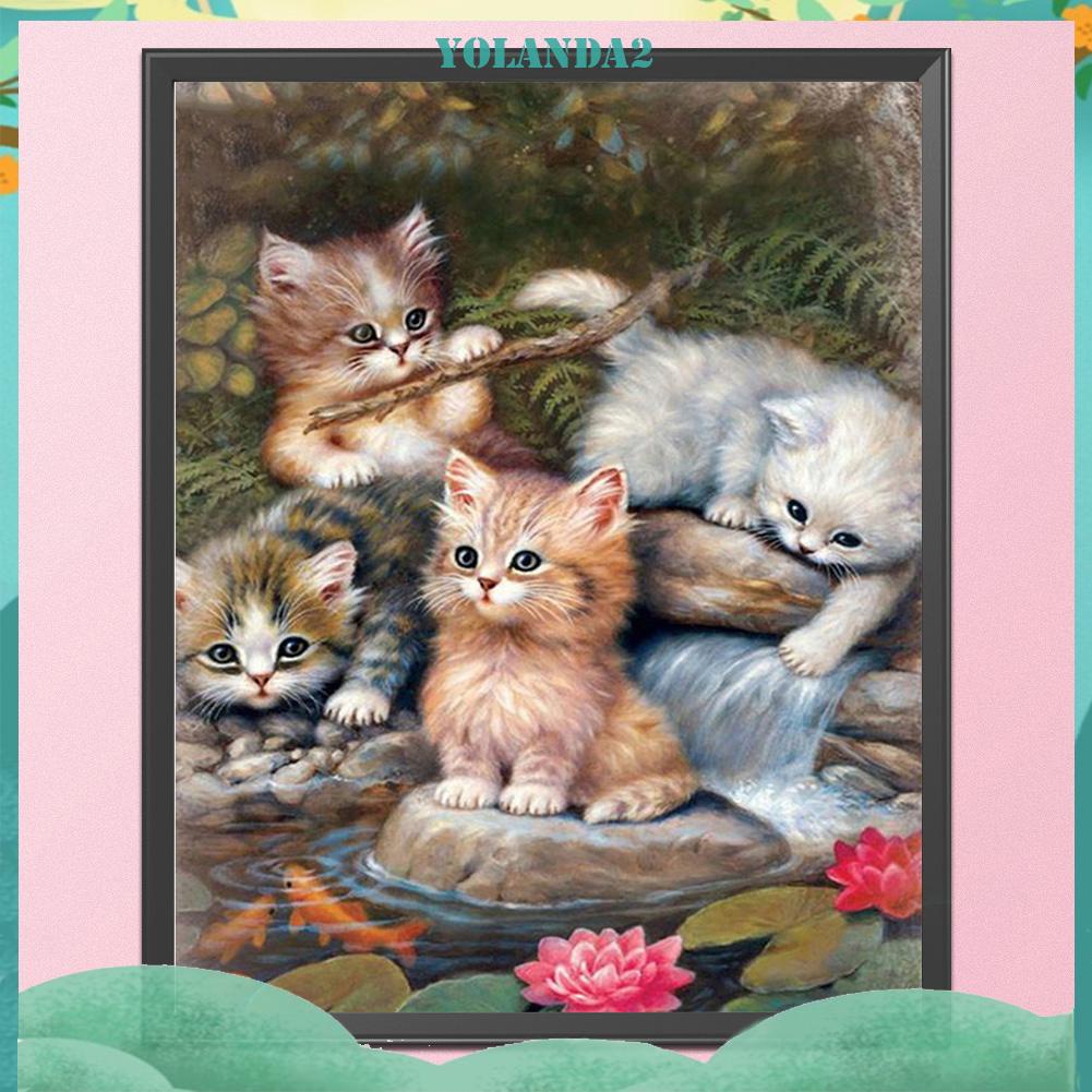 Set tranh thêu chữ thập bằng vải Canvas sinh thái 11CT 3 sợi đầy đủ dụng cụ thêu thủ công để trang trí nhà cửa