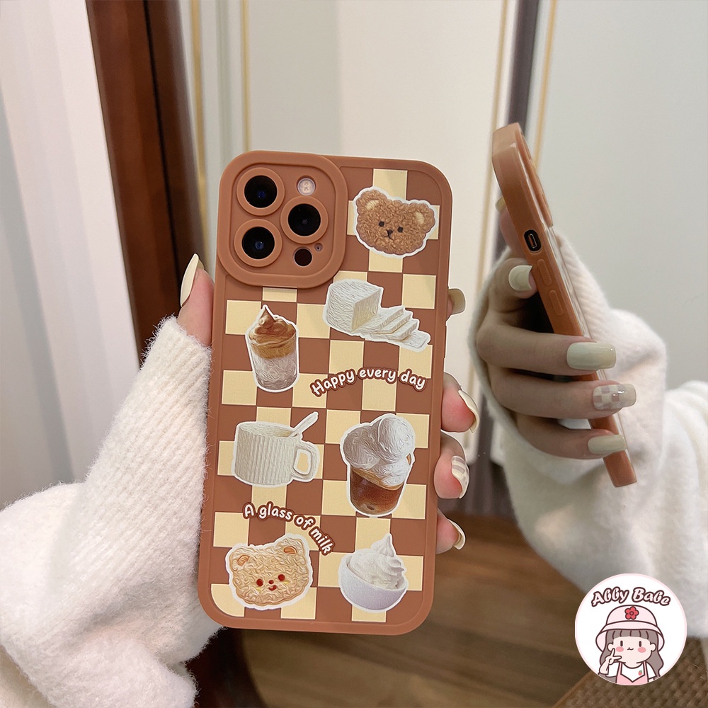 Ốp Điện Thoại TPU Mềm Mỏng Chống Sốc In Hình Gấu Nâu/Trà Sữa Dễ Thương Cho IP 13 12 11 Pro Max XR 8 7 Plus
