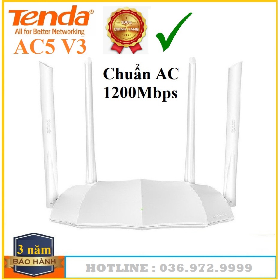 Bộ phát wifi không dây ten da AC5 băng tần kép 1200Mbps