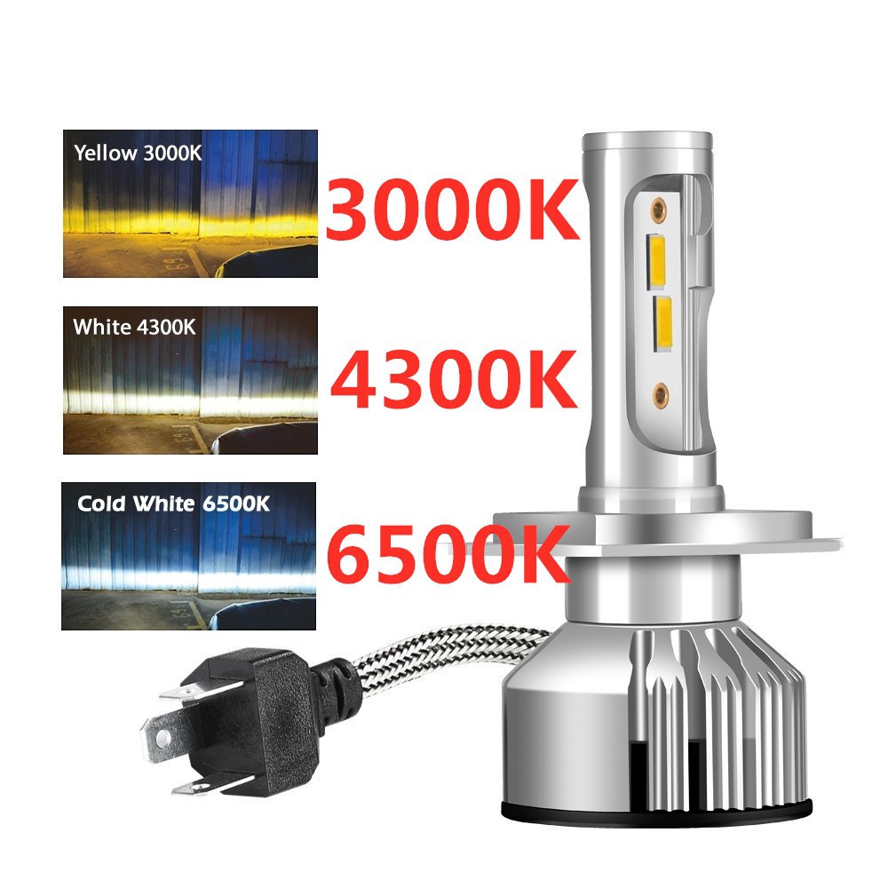 1 cặp đèn pha LED 3000K 4300K 6500K 11000LM H4 H11 9006 HB4 cho xe hơi