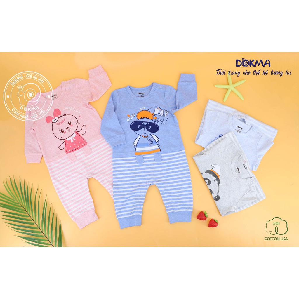 Dokma- Body cài vai dài tay BT+BG (3-12m) DMB202