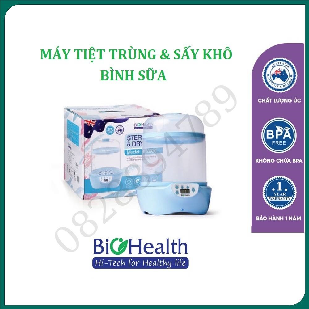 Máy tiệt trùng và sấy khô bình sữa Biohealth BH8920 cao cấp, sử dụng được cho tất cả các loại bình sữa