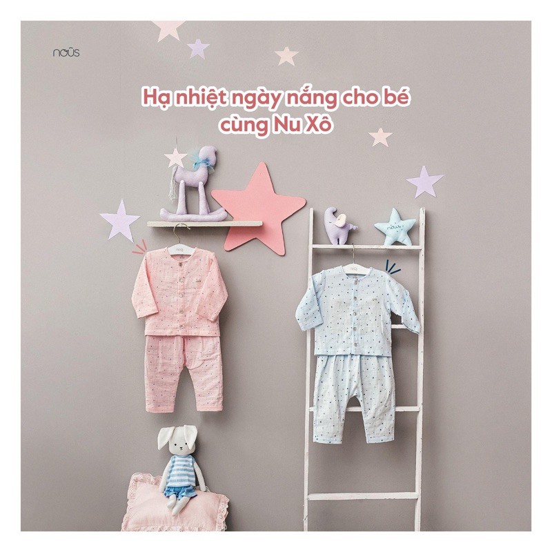 Bộ cài thẳng dài sơ sinh từ 0-12M Nous chất liệu xô