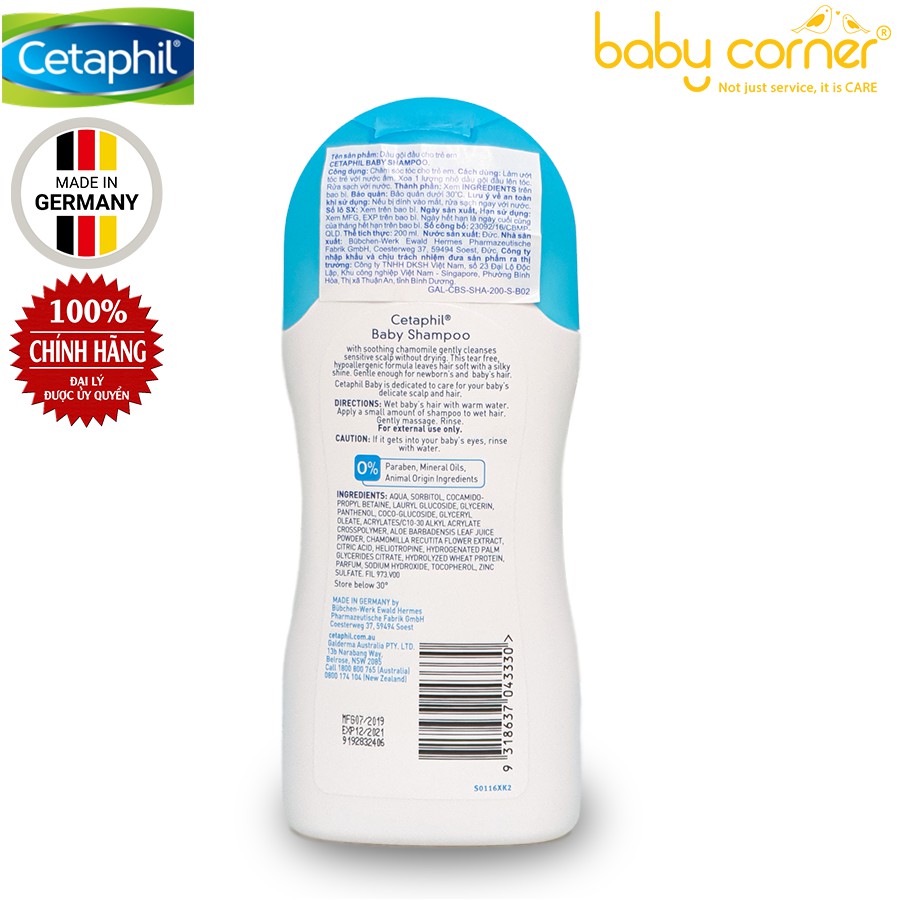 Combo Dầu Gội Dịu Nhẹ Và Sữa Tắm Dưỡng Ẩm Cetaphil Baby Cho Bé