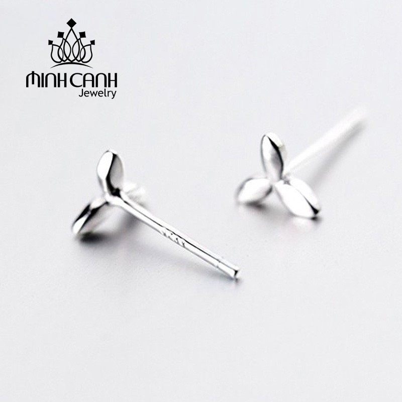 Bông Tai Bạc 3 Lá Trơn Mini - Minh Canh Jewelry