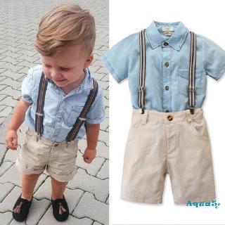 Set Áo Sơ Mi Tay Dài & Quần Yếm Cho Bé Trai