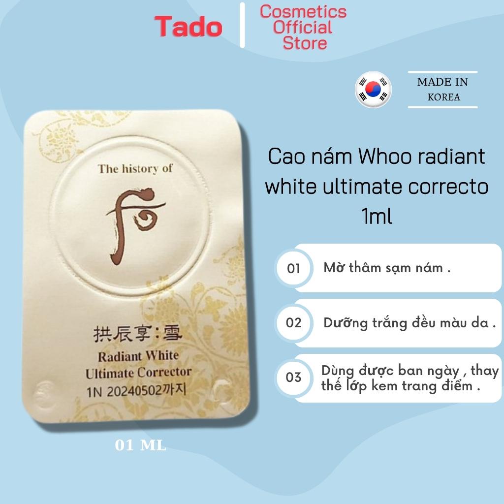 Cao Nám Whoo Radiant White Ultimate Correcto Giúp Mờ Các Vết Thâm Sạm Nám, Tàn Nhang Dưỡng Trắng Đều Màu Da - Vỉ 1Ml