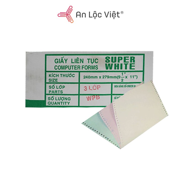 Giấy in liên tục 1, 2, 3, 4, 5 liên kích cỡ 240x279mm Liên Sơn cho máy vi tính