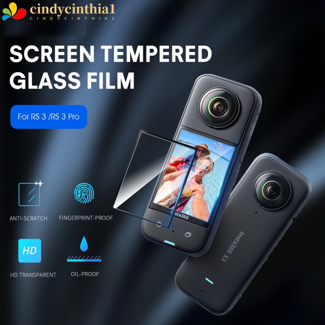 Set 2 Kính Cường Lực Hd Bảo Vệ Màn Hình Chống Trầy Tương Thích Với Camera Hành Trình Insta360 X3