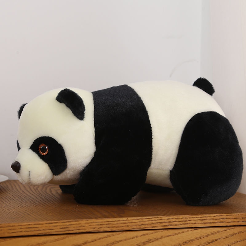 Búp bê gấu trúc đen trắng Đồ chơi sang trọng Kho báu quốc gia Gấu trúc khổng lồ Nghiêng gấu Gối búp 