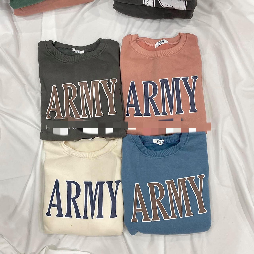 Áo Sweater chữ ARMY áo nỉ unisex chất dày dặn nam nữ