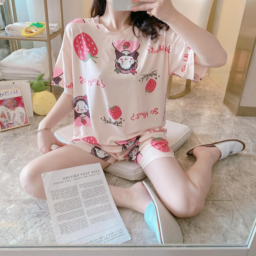 Set đồ ngủ thun đùi ulzzang cô gái DN097 (có ảnh thật)