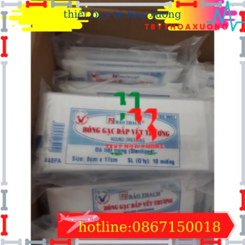 [Hàng Chính Hãng] Bông Gạc đắp Vết Thương Bảo Thạch túi 10 miếng