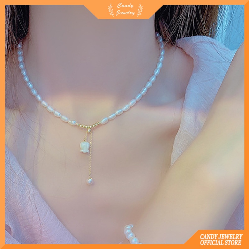 Vòng đeo tay/ Vòng cổ MANYUE kiểu hoa đính hạt ngọc trai cao cấp thời trang cho nữ