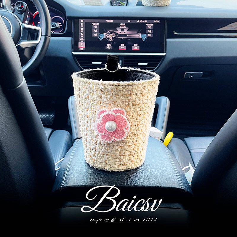 Car Garbage Can Classic Style Car Barrel Car Front and Rear Row Sundries Storage Hanging Storage Trash Can for Women wljd