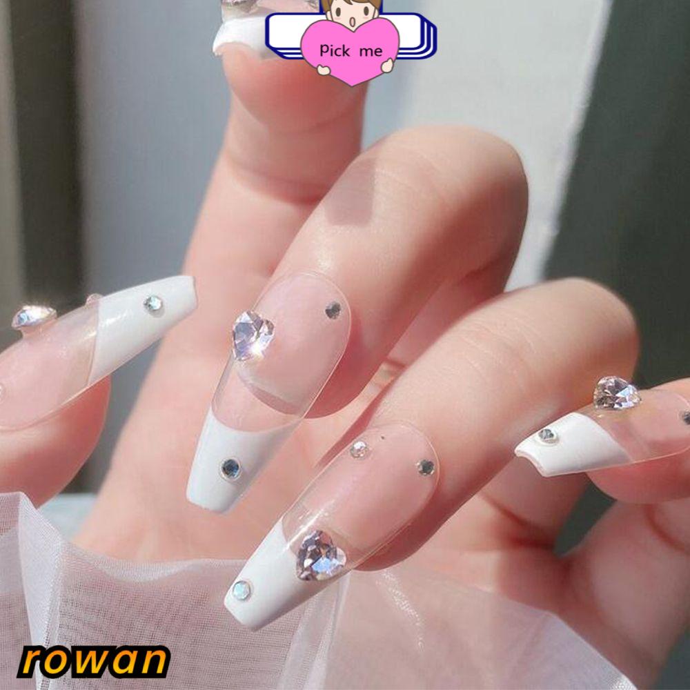[Hàng mới về] 10 miếng dán móng nghệ thuật 3 chiều nhiều màu chủ đề trái tim và bướm kim cương