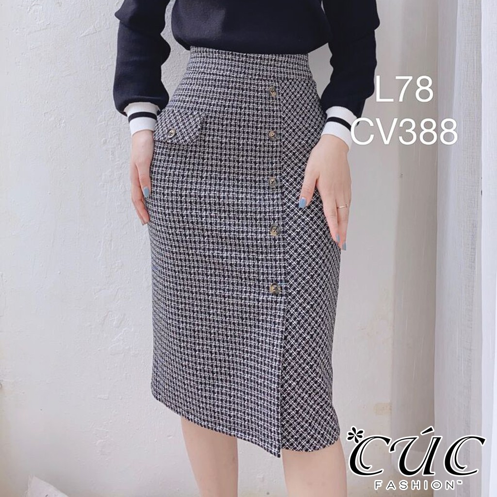 Chân váy đầm dáng công sở cao cấp Cúc Fashion CV388 đầm váy bút chì 1 túi