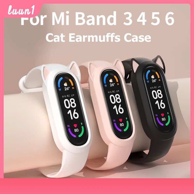 Còn Hàng Cho Xiaomi Mi Band 6 5 4 3 Mèo Tai Ốp Lưng Dây Đeo Silicone Tai Mèo Dây Đeo Thay Thế