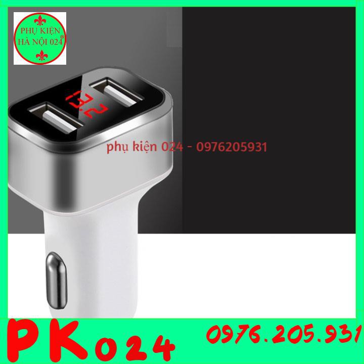Tẩu Sạc Ô Tô Đầu Ra 2 USB 5VDC 2.4 A Có Đồng Hồ Hiển Thị Điện Áp Đầu Vào