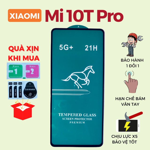 Kính cường lực Xiaomi Mi 10T Pro 🎁Quà Tặng 🎁 Full 5G+ Độ cứng 21H - Chống bám nước Hạn chế bám vân tay [MIHAMO]