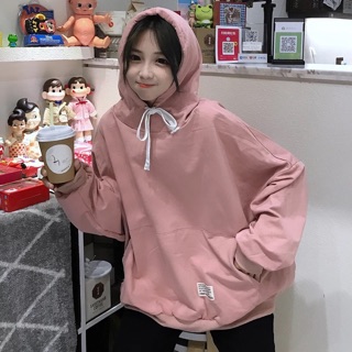 (SẴN) Áo hoodie nỉ kiểu dáng basic gắn tag phong cách hàn quốc