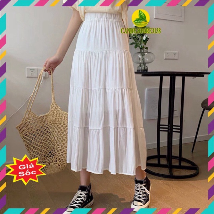 Chân váy dài Ulzzang xếp ly chữ A thời trang Hàn Quốc- Chân váy dài Bigsize qua gối xòe dáng tiểu thư .Candy.store3138 | BigBuy360 - bigbuy360.vn